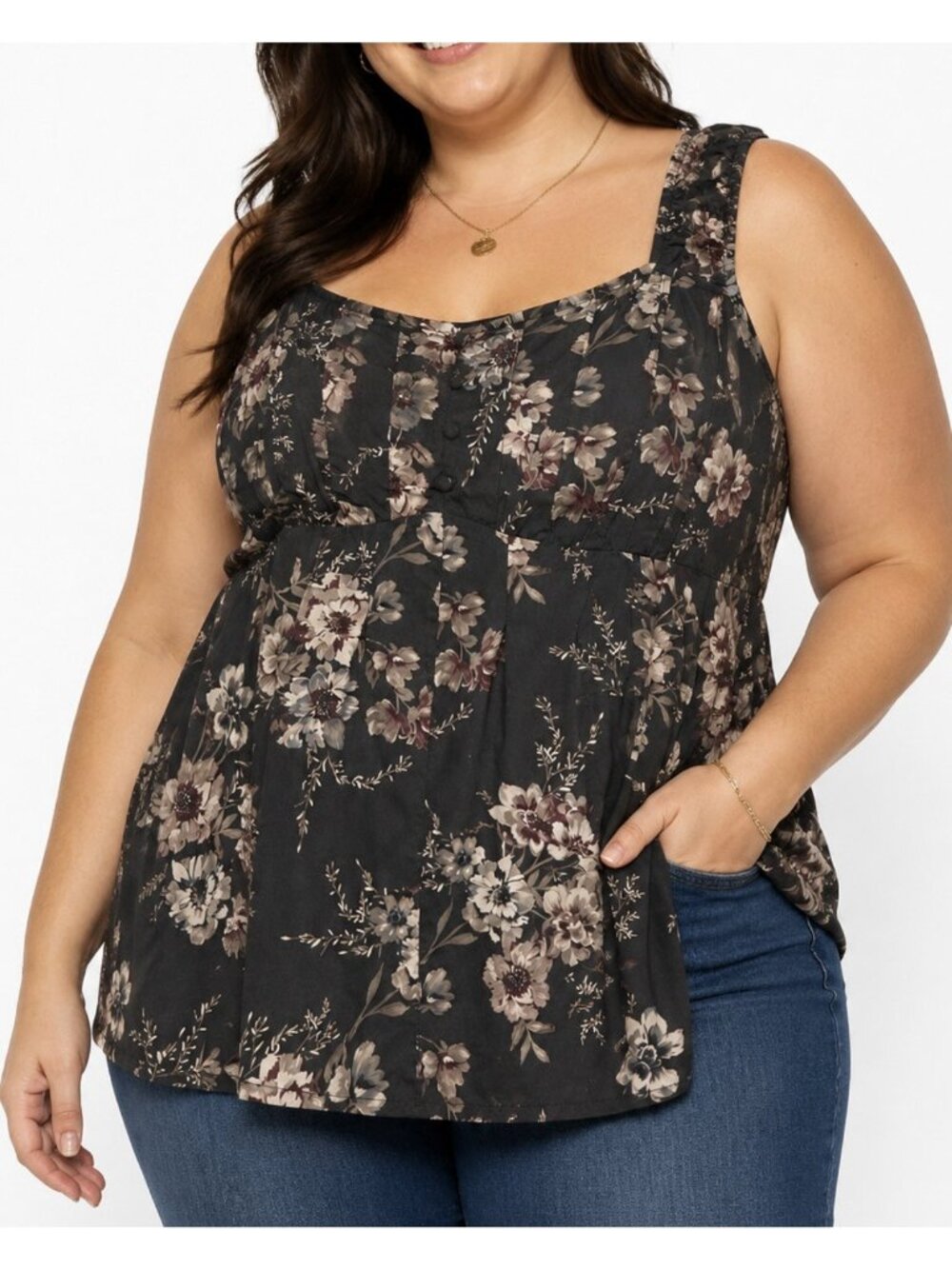 Torrid Peplum Challis Corset Top Plus 2X / 18-20 Floral Dark Romance Flattering